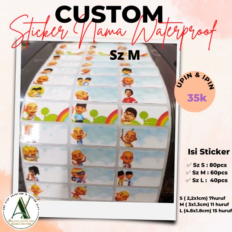 

Label Sticker Nama Waterproof sz M - Upin ipin