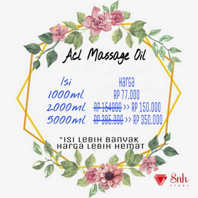 Acl Massage Oil 1liter/Minyak Pijat Bagus/minyak Pijat literan/minyak pijat salon/minyak urut