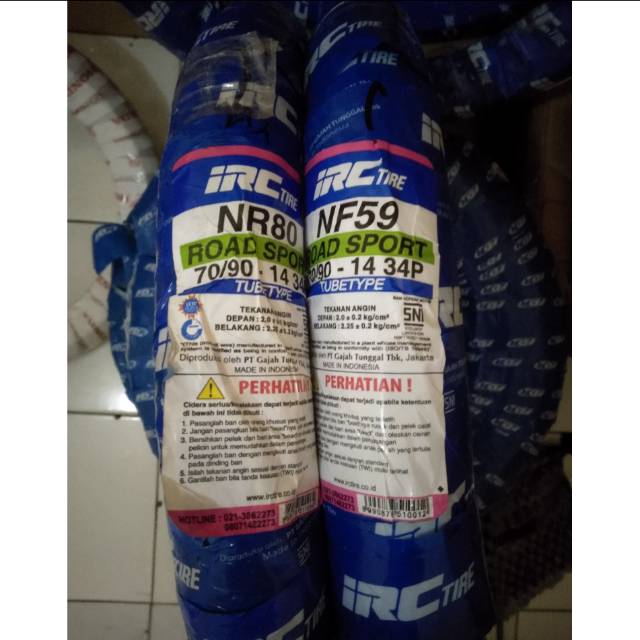 Ban luar matic irc (non tubles).uk.70/90.ring 14..untuk semua motor matic