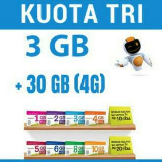 PAKET KUOTA INTERNET TRI THREE 3 DATA VOUCHER ELEKTRIK ...