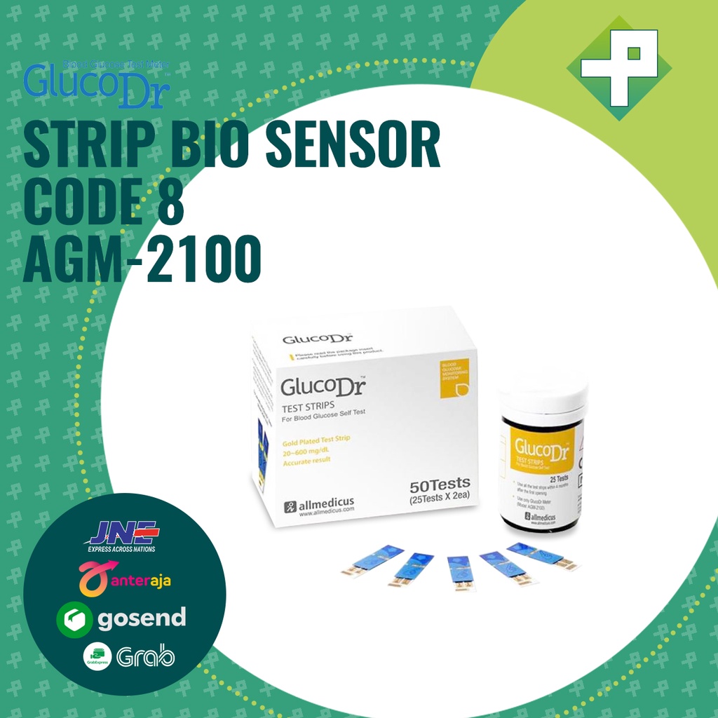 Strip GlucoDr Bio Sensor AGM-2100 Code 8 isi 50 Strip