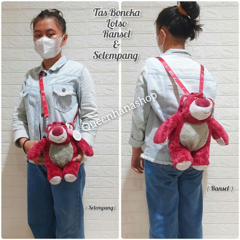 Tas Boneka Lotso Ransel Selempang Tas Boneka Anak