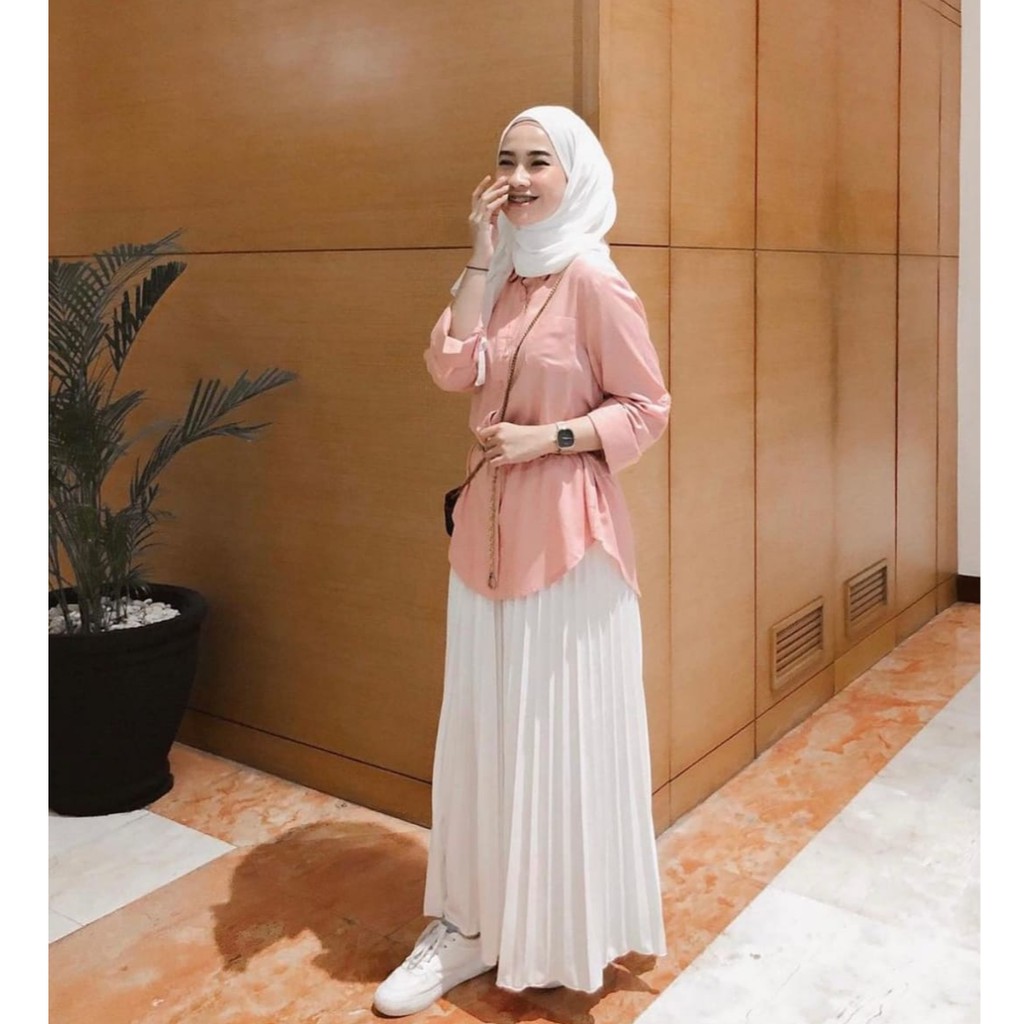 ROK PLISKET MURAH PRISKET PLEATED SALE POLOS REMPEL MUSLIMAH SKIRT ABG FLARE SKIRT MAYUNG FLOWY-3