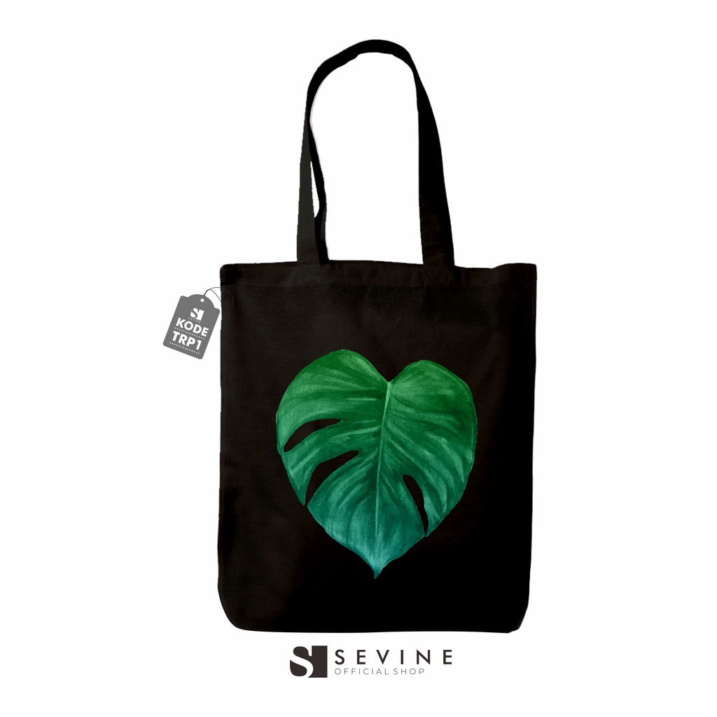 Sevine Tas Totebag Wanita Tote bag Resleting Laptop Girl Tropical Leaf Black Series - TRP1