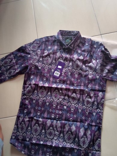 Babedo Kemeja Batik Slimfit Pria Motif Purple Torpedo Lengan Panjang Premium