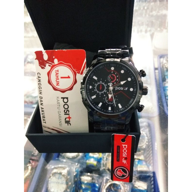 jam tangan pria/cowok POSITIF water resistand rantai hitam
