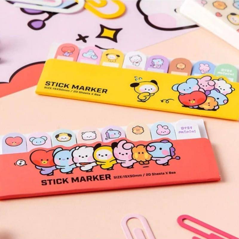 8gaya KPOP BTS Lucu Kartun Memo Pad Stiker Decal Sticky Notes Scrapbooking Diy Kawaii Notepad Diary CHIMMY COOKY KOYA MANG RJ SHOOKY TATA In Stock New Arrival