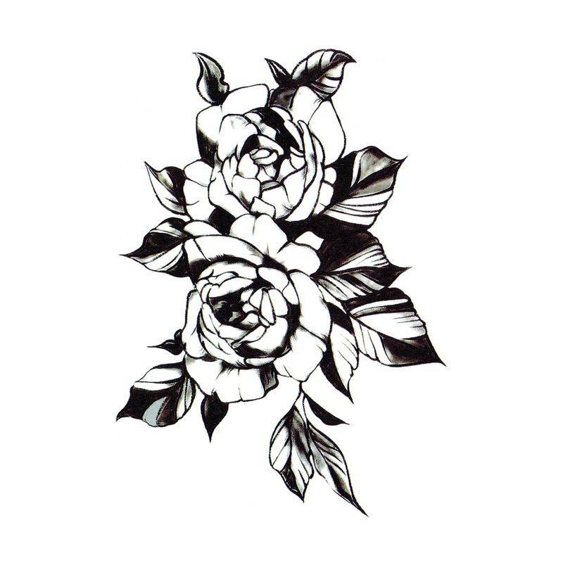 Tato Temporer Bunga Hitam ukuran 16x12.1cm Tatto pernikahan tattoo wedding black flower Setengah Lengan Half arm tipe QS-W