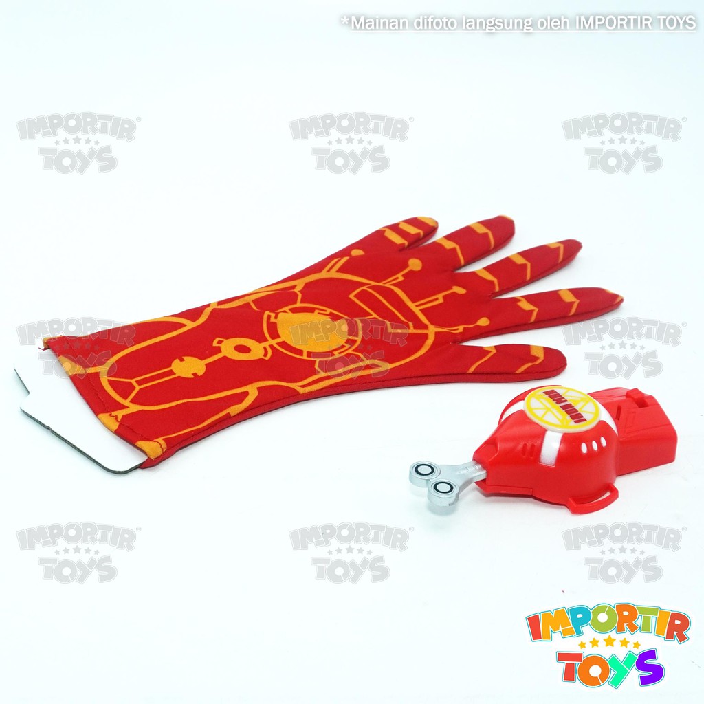 Sarung Tangan IRON MAN AVENGERS (Pistol Disk Terbang) Lampu dan Musik Mainan Anak