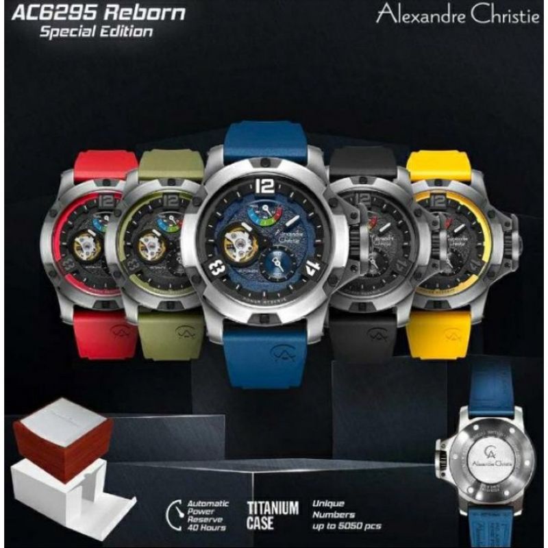 Alexandre Christie AC6295 Automatic Titanium Jam Tangan Pria Original AC 6295 Tali Karet
