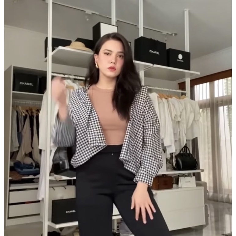 Oversize checkered Black new Fashion today 8wood