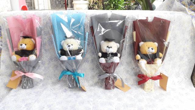 Buket boneka wisuda/hadiah wisuda/buket boneka flanel/ buket bunga flanel/ hadiah wisuda murah