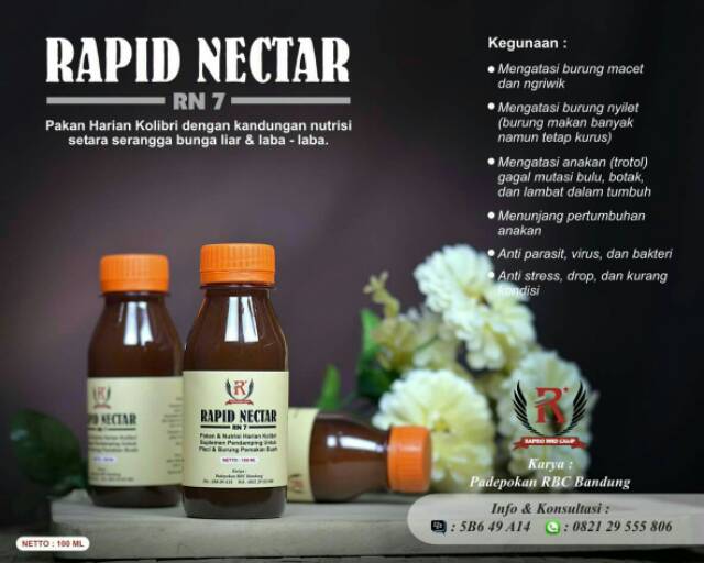 Rapid Nectar Pakan Khusus Kolibri Dan Burung Pemakan Buah Vitamin