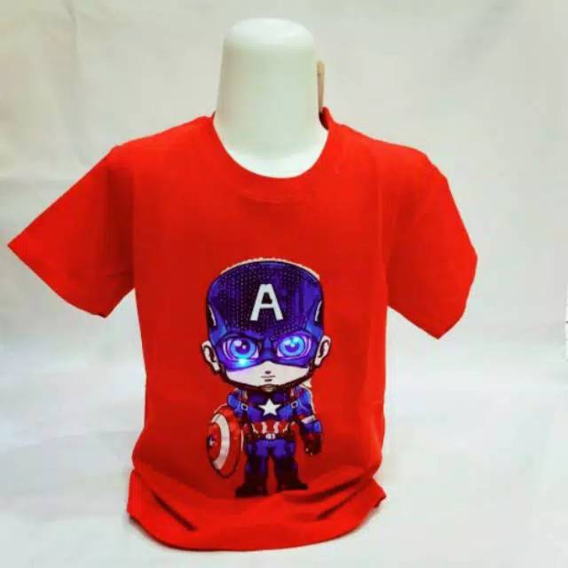 Baju kaos anak LED Captain America