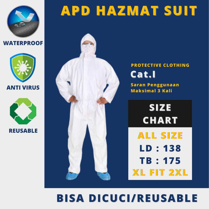 BAJU APD HAZMAT BISA DICUCI Waterproof Coverall apd medis gown medis hazmat apd gawn apd medis alat 