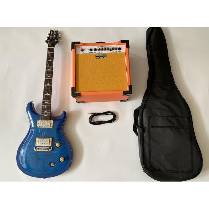Paketan Gitar Prs Biru + Ampli Orange 8 Inch + Kabel Jack & Tas Gitar
