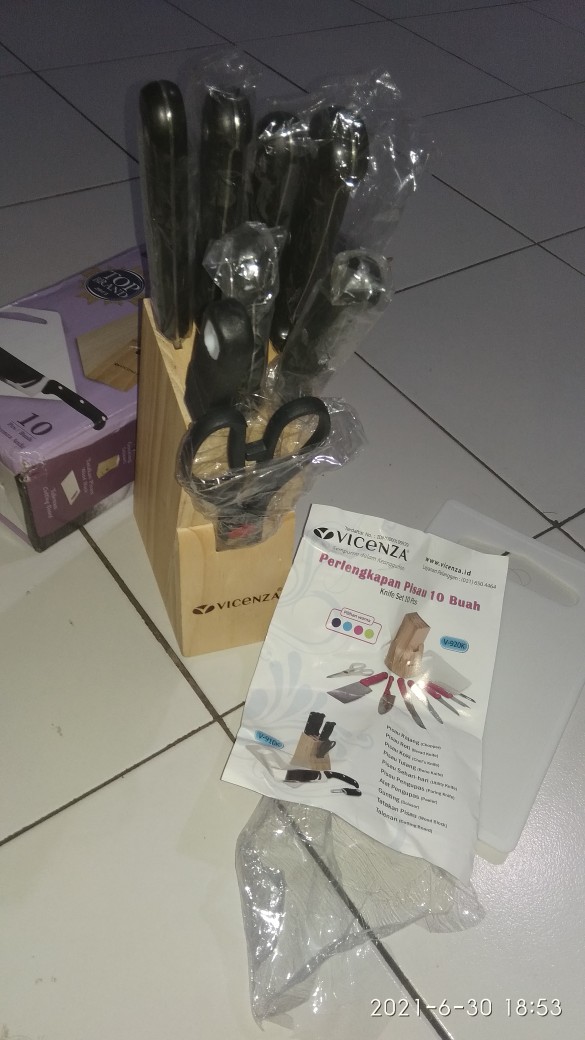 Vicenza Pisau Set - 10 Buah - Stainless Steel - Hitam