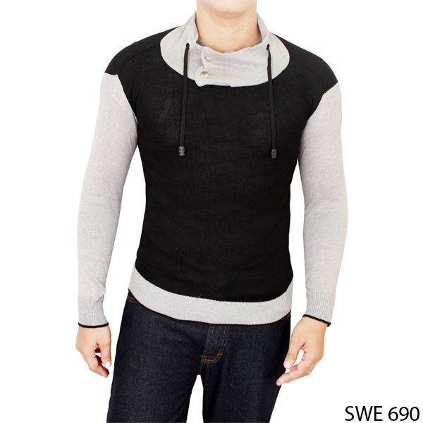 Harajuku Style Sweater Rajut Black Grey – SWE 690