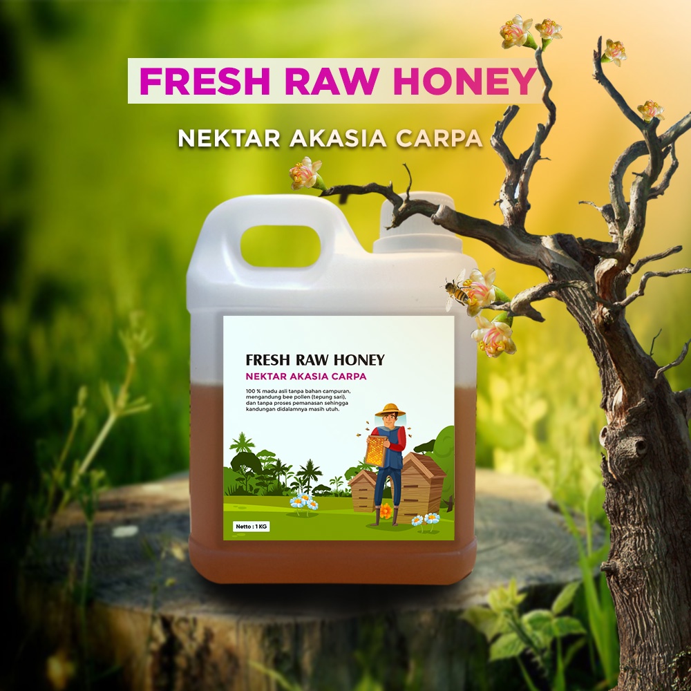 Fresh Raw Honey Nektar Akasia Carpa Asli Tanpa Campuran Dari Hutan Sumatra  1 KG