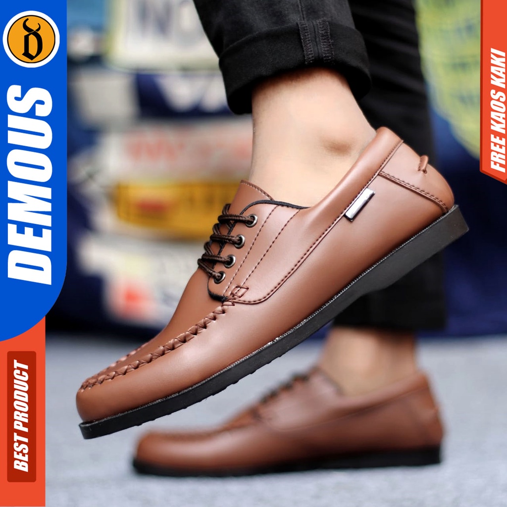 Sepatu Formal Pria Casual Kulit Syntetic Pantofel Hitam Kerja Kantor Kuliah Kondangan Keren Fashion Terbaru