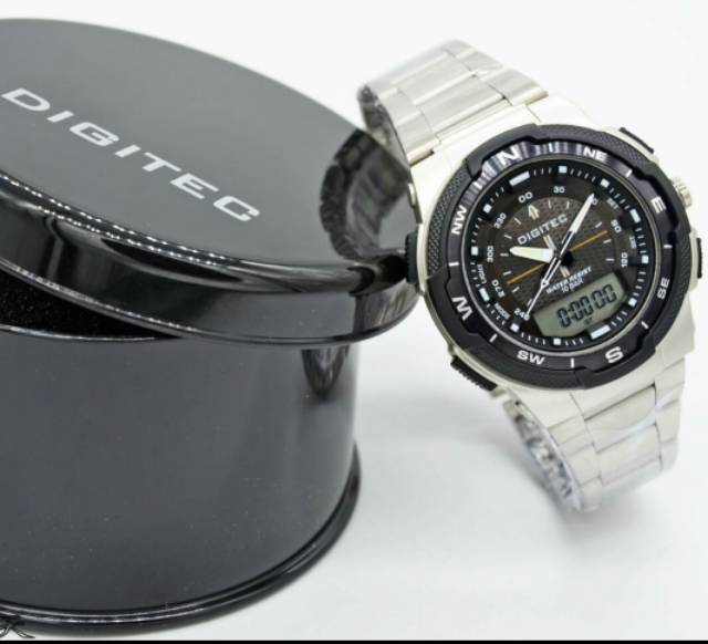 Jam Tangan Pria Digitec Original Rantai Dual Time Water Resist