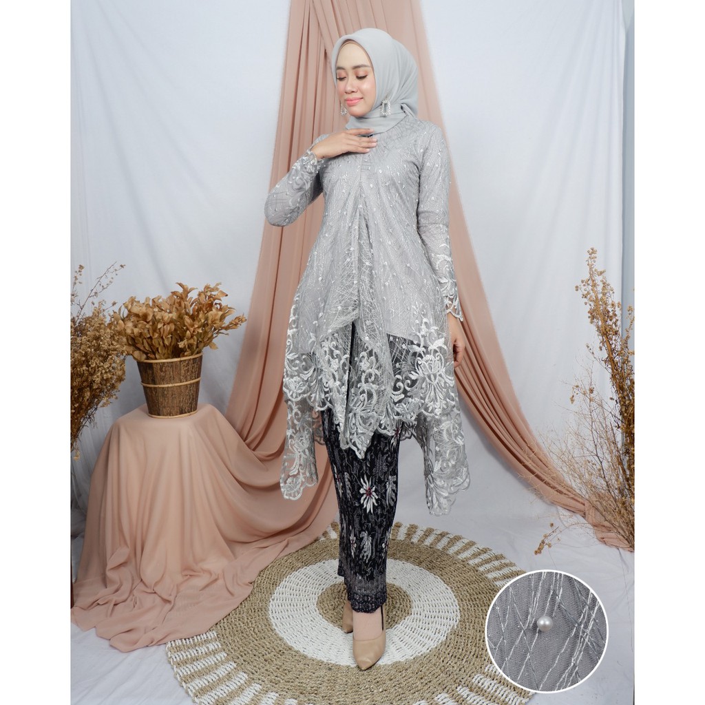 Kebaya tunik ARUMI set kebaya tulle mutiara/kebaya busui/setelan kebaya wisuda/kebaya kartini