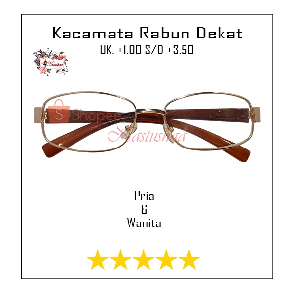 NEW SALE !!! Kacamata Baca Plus (+) Uk. +1.00 s/d +3.50 Rabun Dekat Pria Wanita Frame Metal Gold Terbaru Bonus Kotak Kacamata
