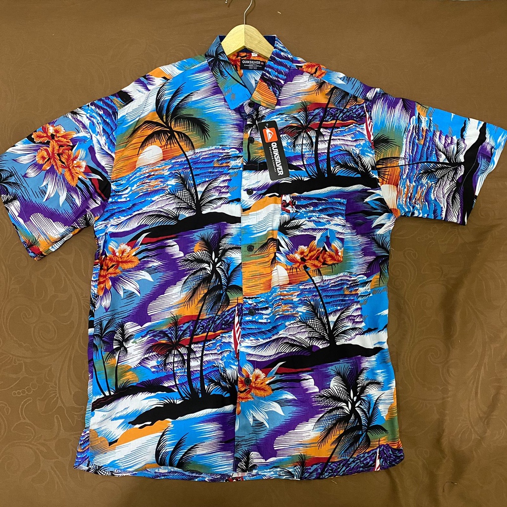 Kemeja Pantai pria/ Kemeja Lengan Pendek - Outer Space bahan rayon dingin