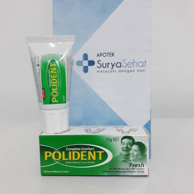 Polident Krim Perekat Gigi Tiruan 15gram 60gram - Fresh Mint - 3D Hold Flavour Free