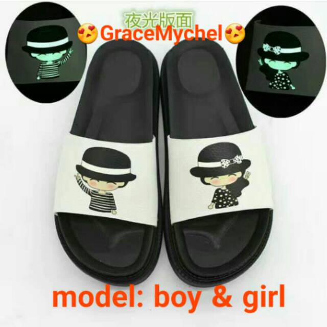 SANDAL/SENDAL WANITA SLOP FASHION GLOW IN THE DARK