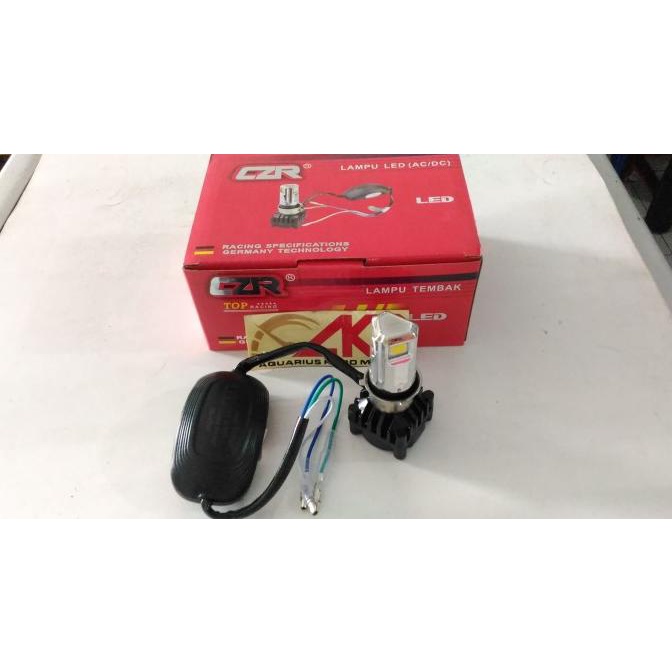 Bohlam Lampu Depan LED 3 Mata Sisi 6000K CZR Motor Cahaya Putih akm6666 dijamin