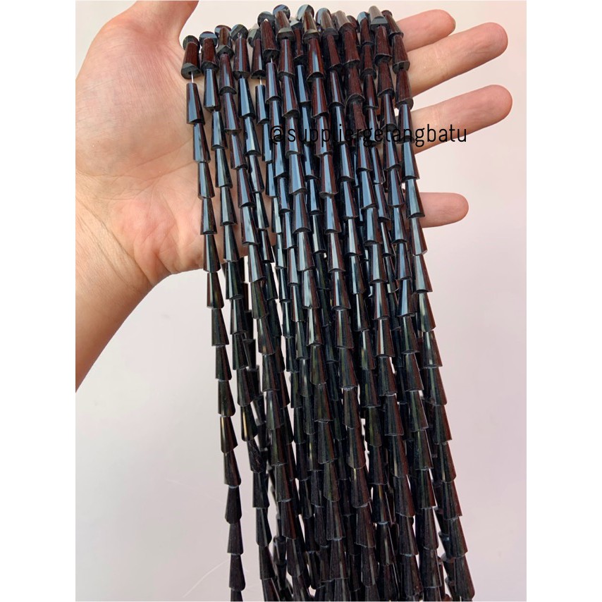 kristal terompet 16 x 10mm BLACK DOPP bahan gelang kalung bross dagu
