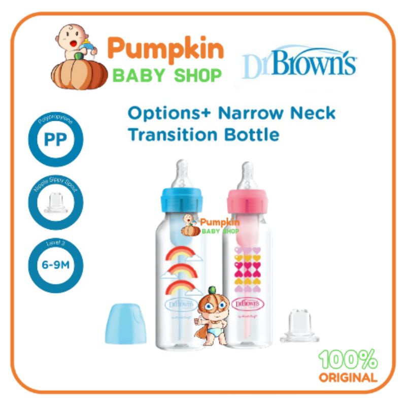 Dr Browns Transition Bottle With Sippy Wide Neck - Narrow Neck 250ml &amp; 270ml