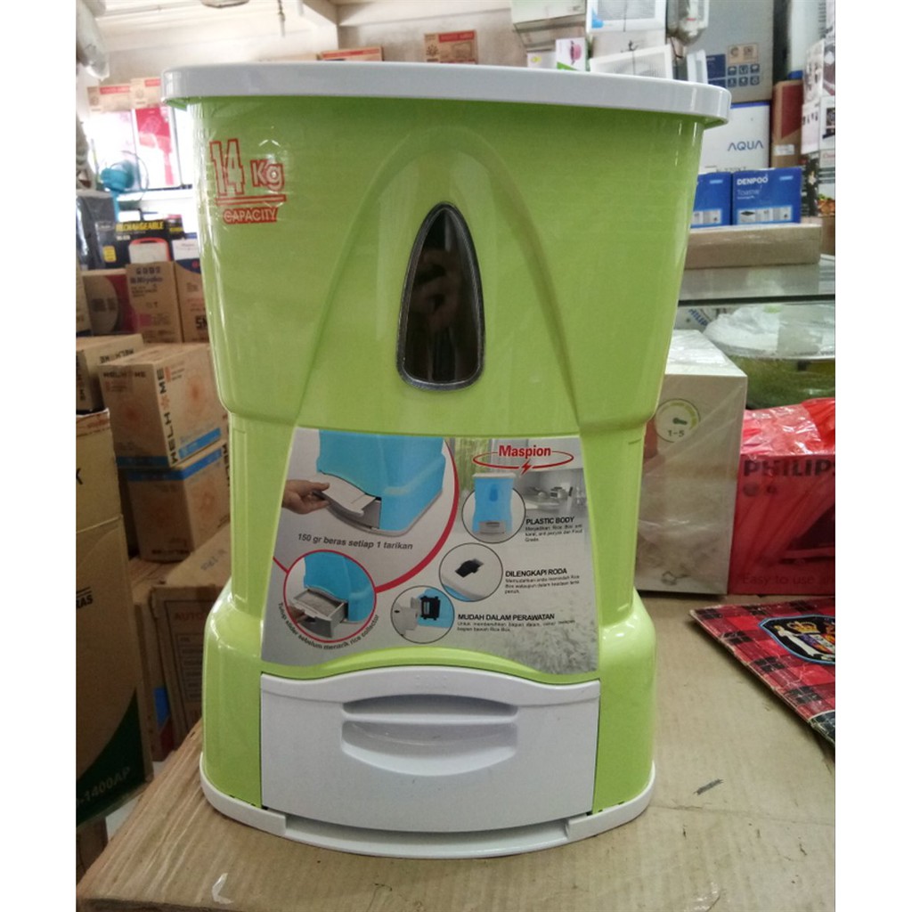 Rice Box Maspion MRD1400AP MRD-1400 14Kg Tempat Beras - PROMO WARNA HIJAU