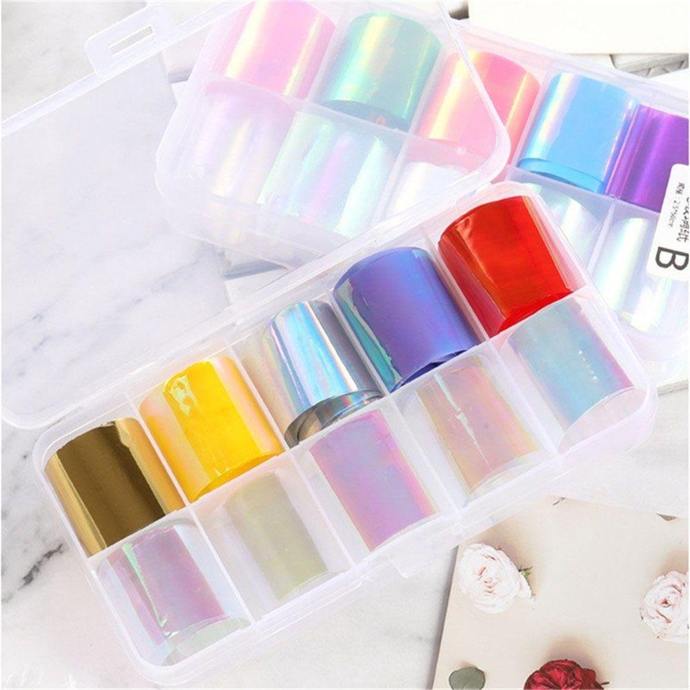 Agustina Aurora Stiker Kuku Colorful Polish Paper Efek Laser Hologram Nail Transfer Foils