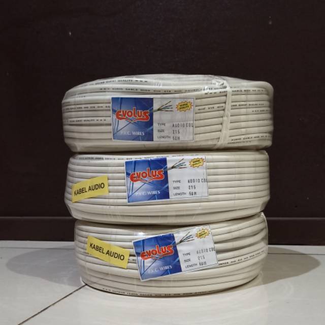 Kabel Listrik / Audio Serabut Evolus 2x1,5 (50 Meter) - Putih