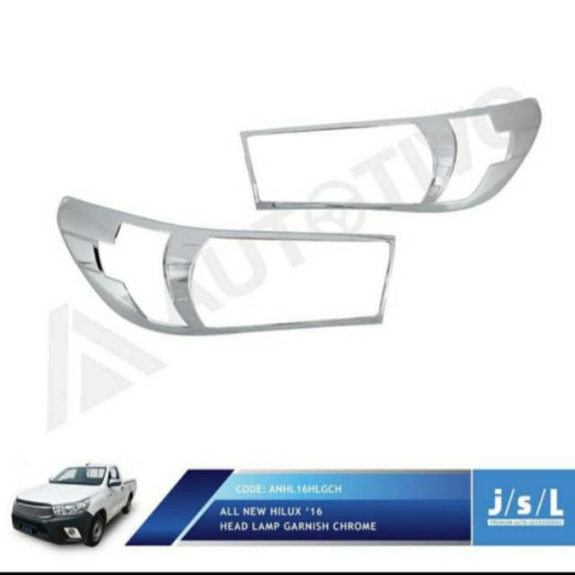 Garnish lampu depan Toyota all new Hilux/ head lamp garnish Hitam &amp; Chrome  jsl