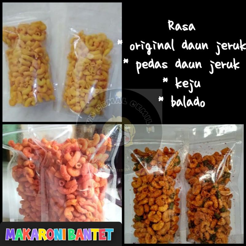 

MAKARONI BANTET/ANEKA RASA/DAUN JERUK/ORIGINAL/BALADO/KEJU/YNCEMILAN/SNACK