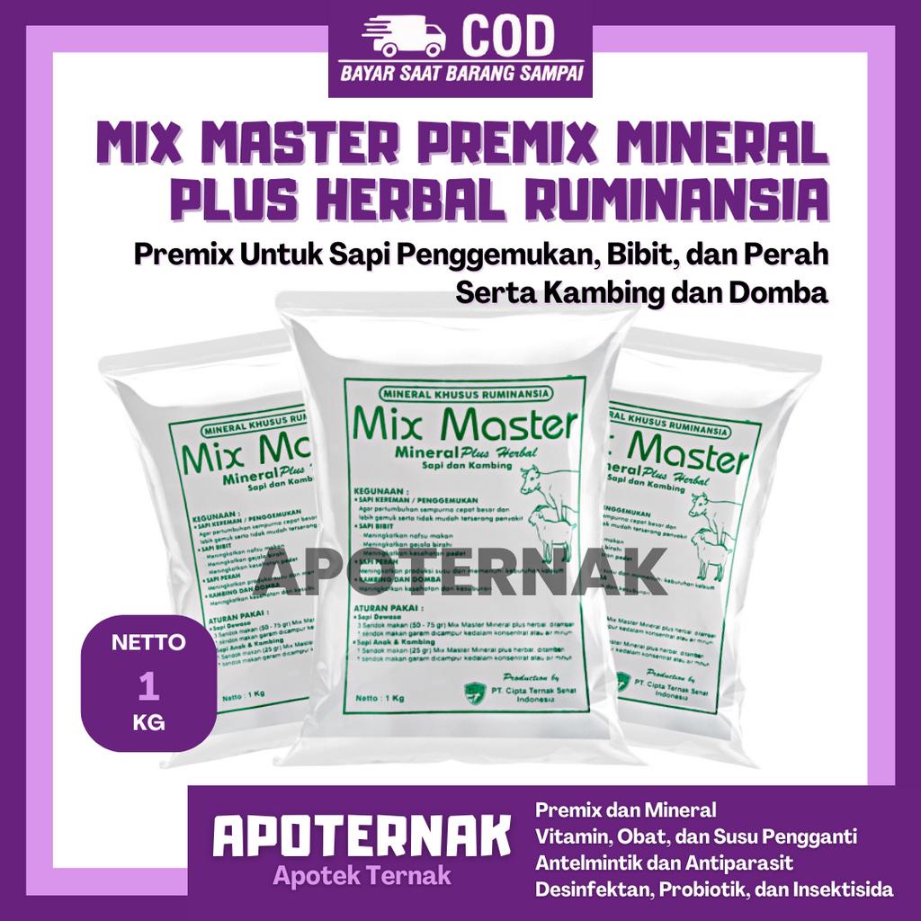 MIX MASTER PREMIX MINERAL PLUS HERBAL RUMINANSIA 1 Kg | Premix Mineral Herbal Untuk Sapi Kambing Domba