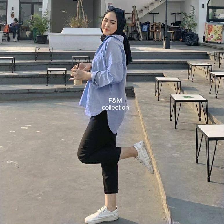 Kemeja Wanita Oversize Linen / Olivia Shirt / Kemeja Linen Wanita [JPK.25Au22ᴾ]