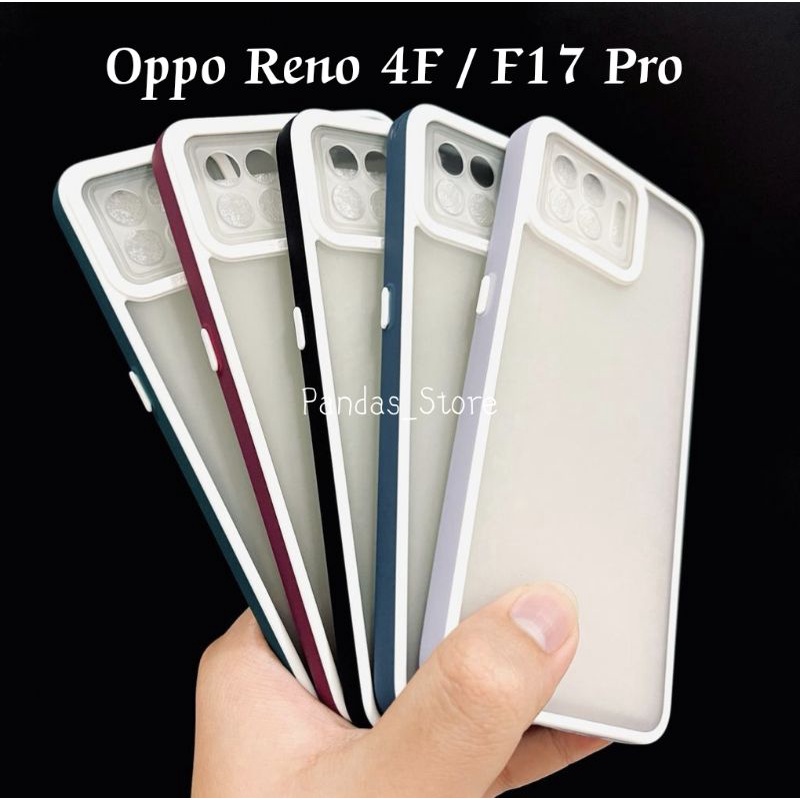 Pro Hybird Oppo Reno 4F / F17 Pro Softcase Halus dan Elegan / Pinggiran Garis Putih Keren (Pandas)