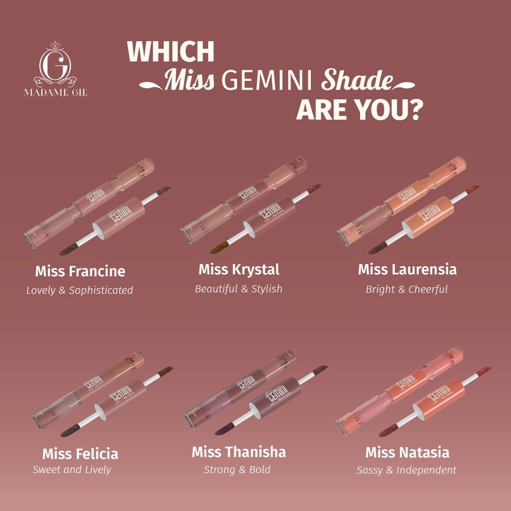 MADAME Gie miss Gemini 2in1 Gloss and Velvet-MakeUp Lipstik