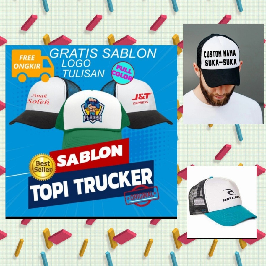 Topi Jaring Trucker Warna Sablon DTF Suka suka Gambar Tulisan
