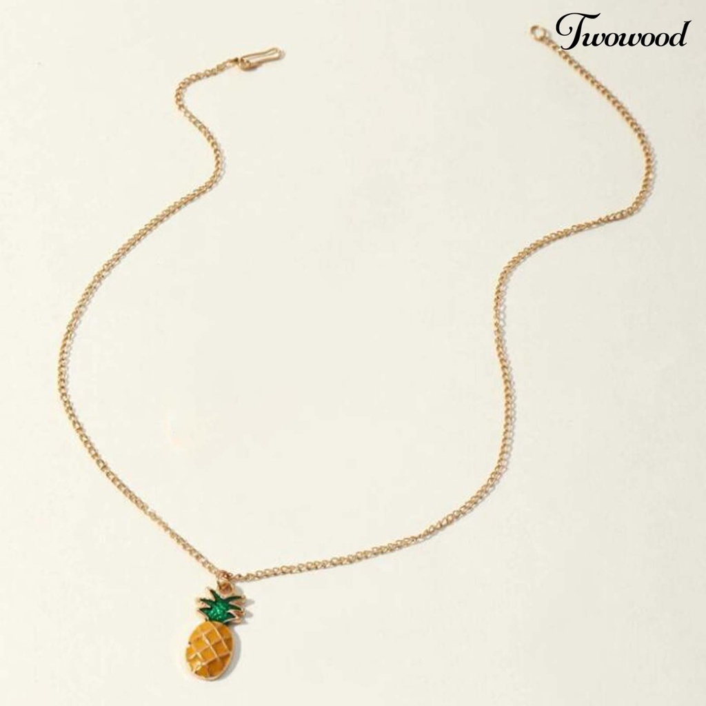 Twowood 2Pcs/Set Piercing Cute Necklace Earrings Set Alloy Pineapple Pendant Necklace Ear Hooks Jewelry Accessory