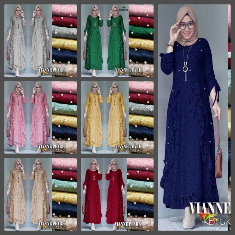 4 UKURAN L XL XXL 3XL MAXY VIANNE BRUKAT FURING MUTIARA JCHM