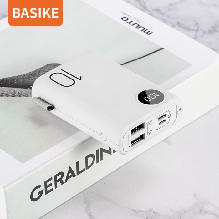 Power Bank Dual Usb Lcd Basike 10000 Mah Mini Murah Fast Charging 2 In