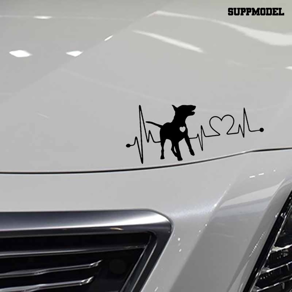 Stiker Mobil Motif Gambar Anjing Bull Terrier Elektrokardiogram