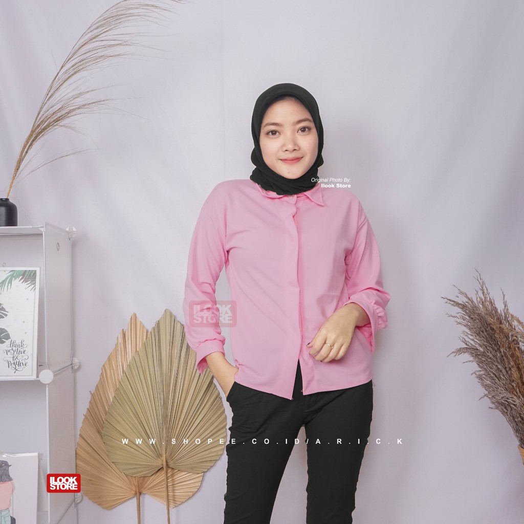 ilook | Blouse Keyra | Fashion Wanita | Bahan Creap - Fit to L-Keyra - Baby Pink
