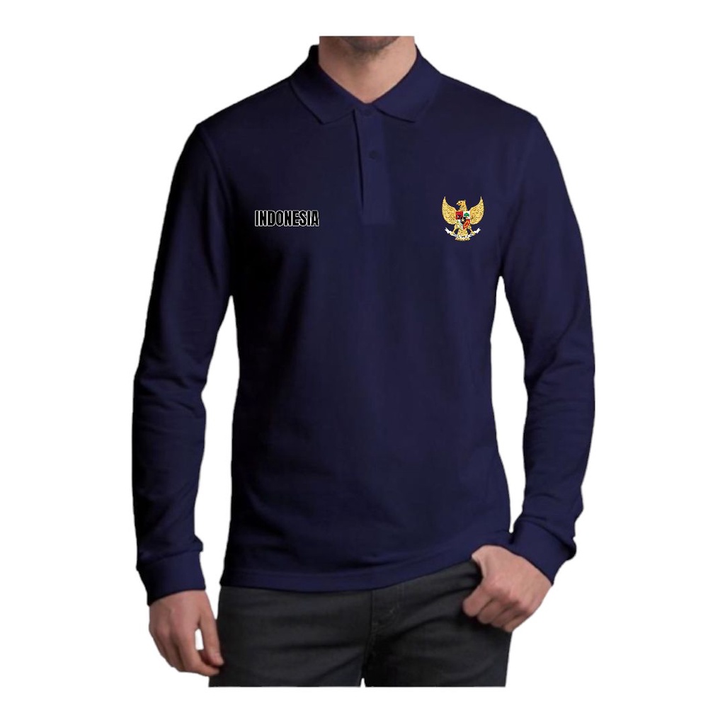 Noveli wear - Kaos kerah pria lengan panjang | kaos polo shirt distro logo Garuda Indonesia