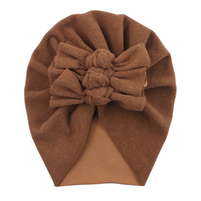 T-87 NEW Turban / topi anak bayi motif tiga pita kualitas premium-4.Coklat tua